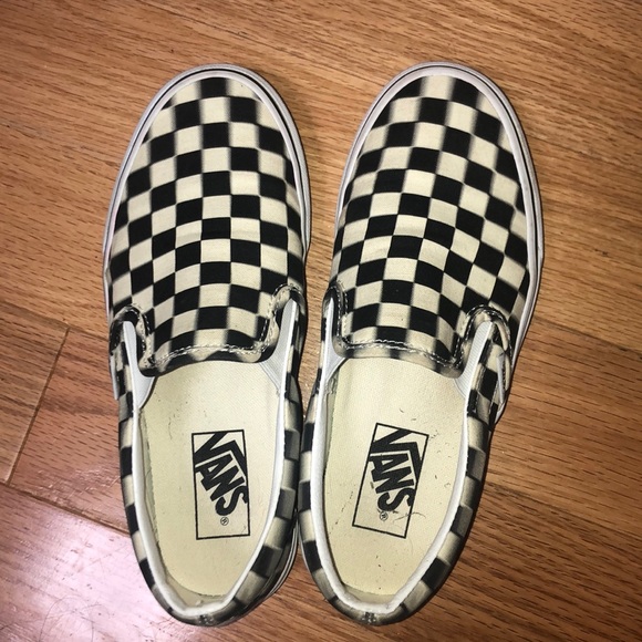 checkerboard vans blurry